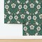 Flowers Green Blue Botanical Cottagecore Floral Dark Victorian Arts And Crafts Custom Pre-pasted Wallpaper by Spoonflower Pre-Pasted Wallpaper 2FT Wide